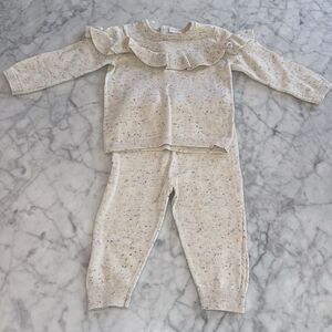 BLOOMIES BABY GIRLS RUFFLE TRIM CONFETTI SWEATER SET 6/12M